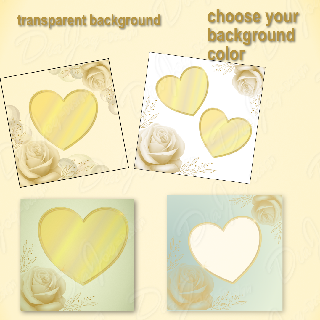 12 Rose Heart Card Set Design