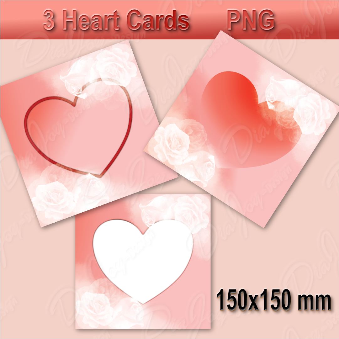 3 Red Heart Card Designs