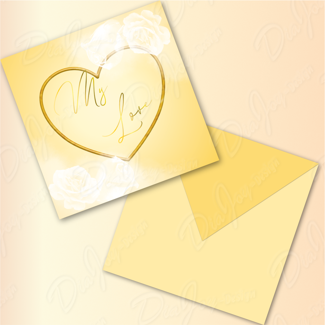 Yellow elegant Heart Card Design