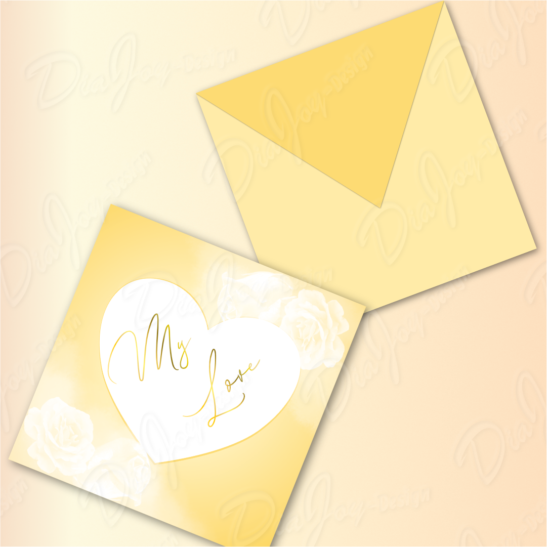 Yellow elegant Heart Card Design