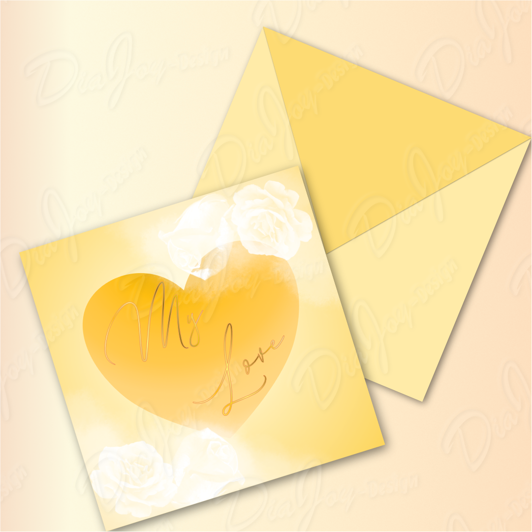 Yellow elegant Heart Card Design