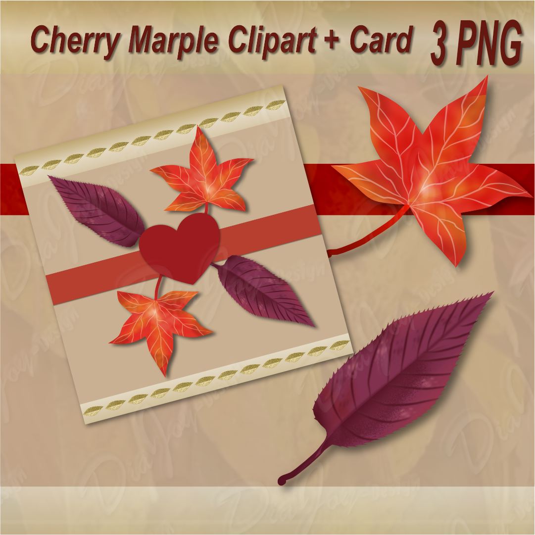 Cherry Maple Clipart + Card Set