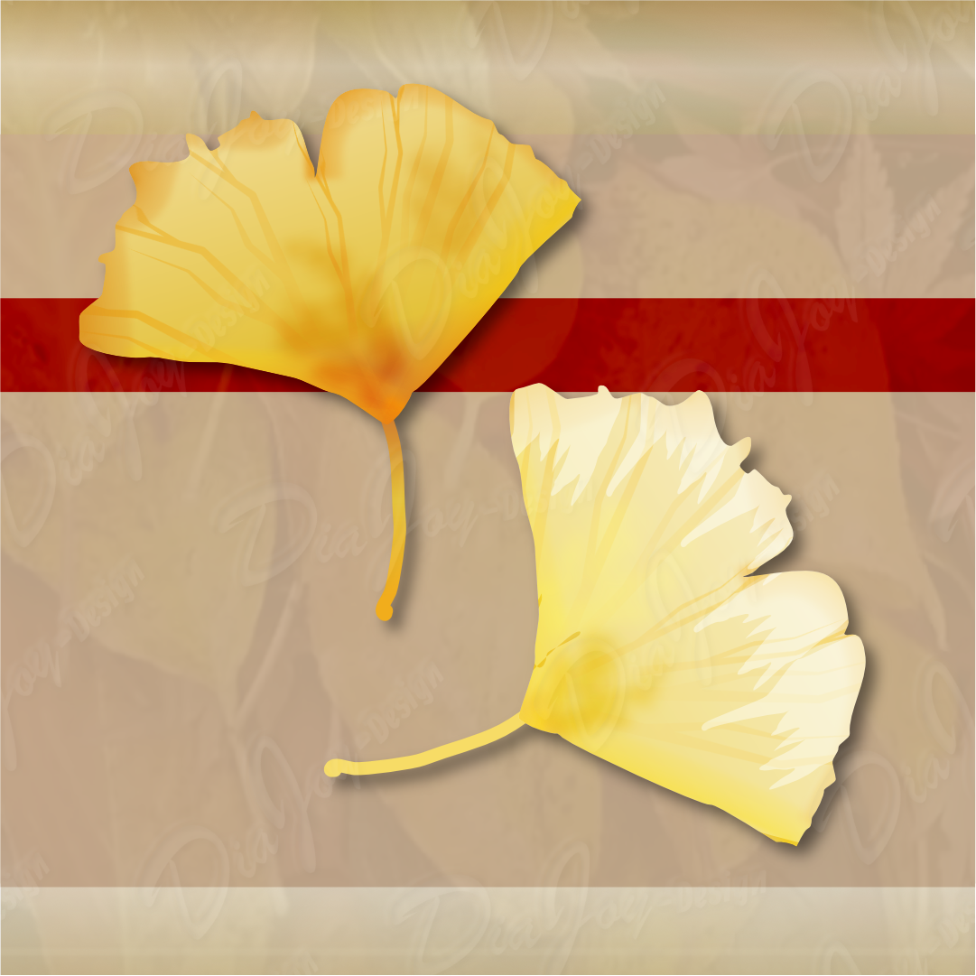Ginko Leaf Clipart and Card Set
