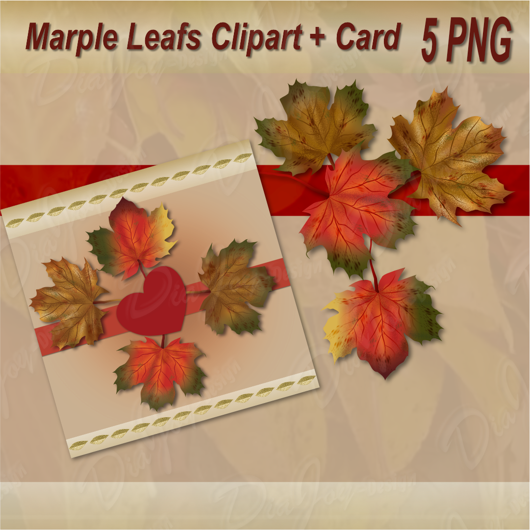 Maple Leaf Clipart + Card Set