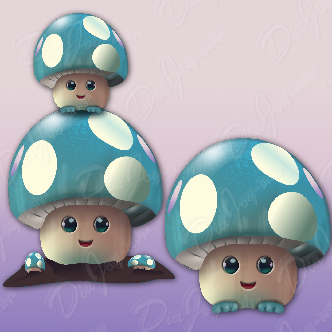 Cute Mushroom Clipart Set