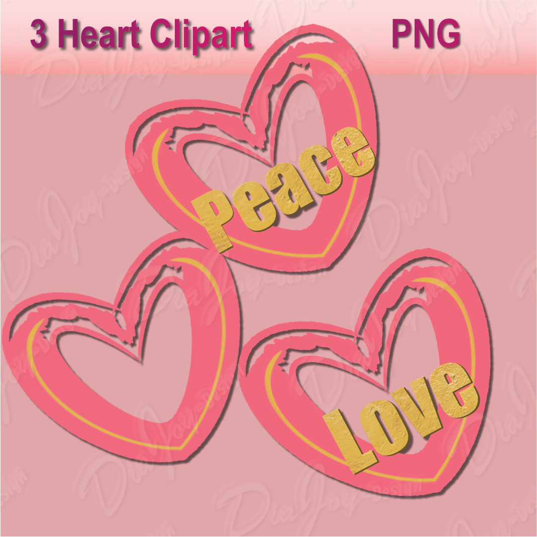 Pink Heart Clipart Set