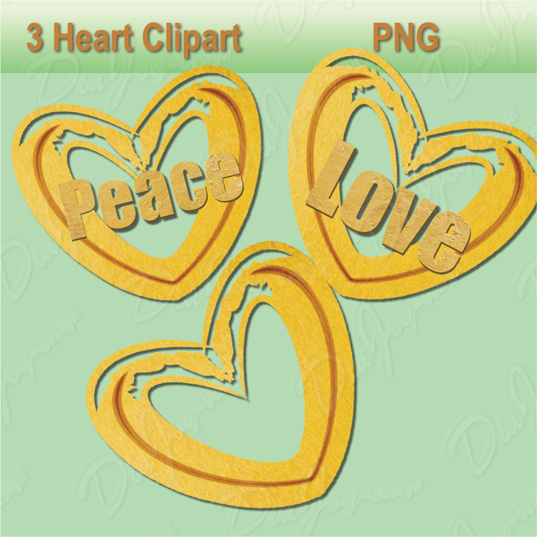 Orange Heart Clipart Set