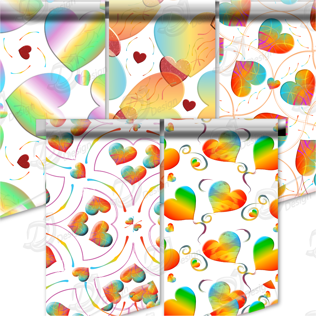 Rainbow Heart Pattern PNG Pack