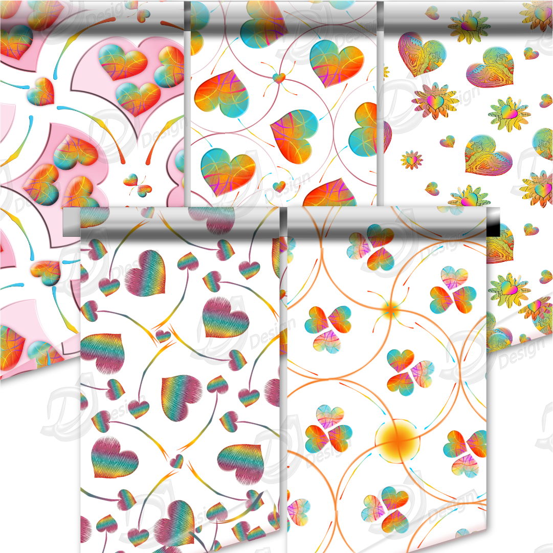Rainbow Heart Pattern PNG Pack