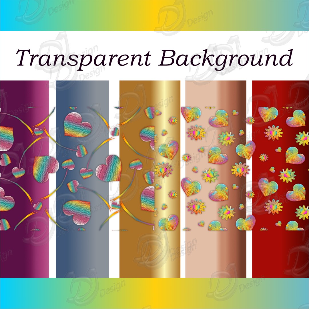 Rainbow Heart Pattern PNG Pack