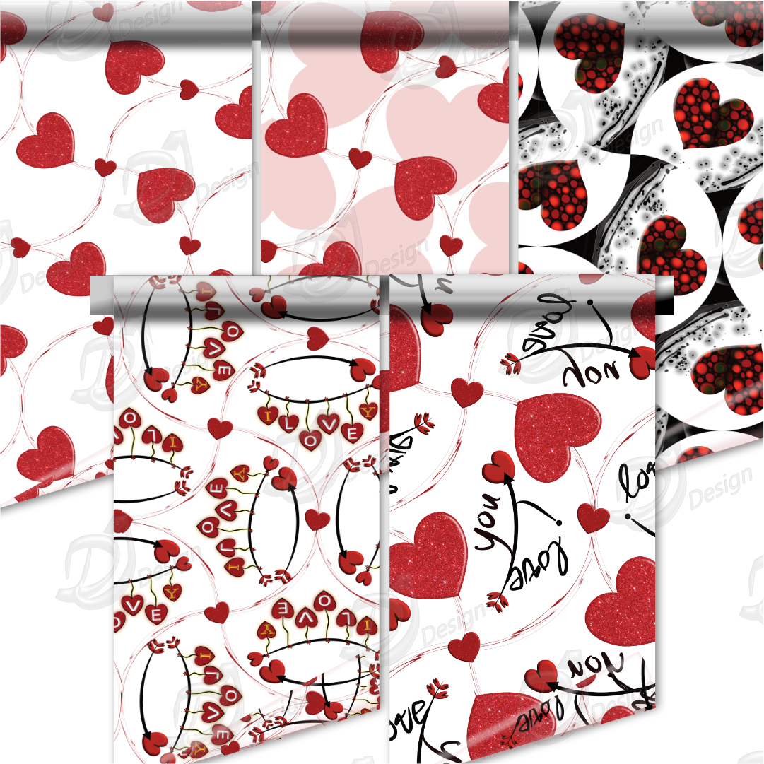 Red Heart Pattern PNG Pack