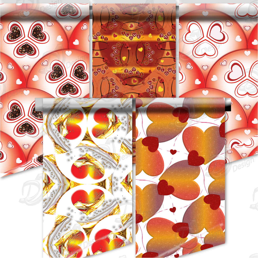 Red Heart Pattern PNG Pack