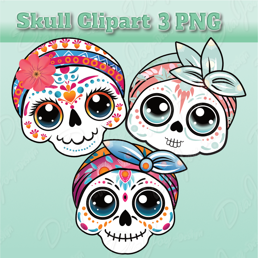 Cute Skull Clipart Set