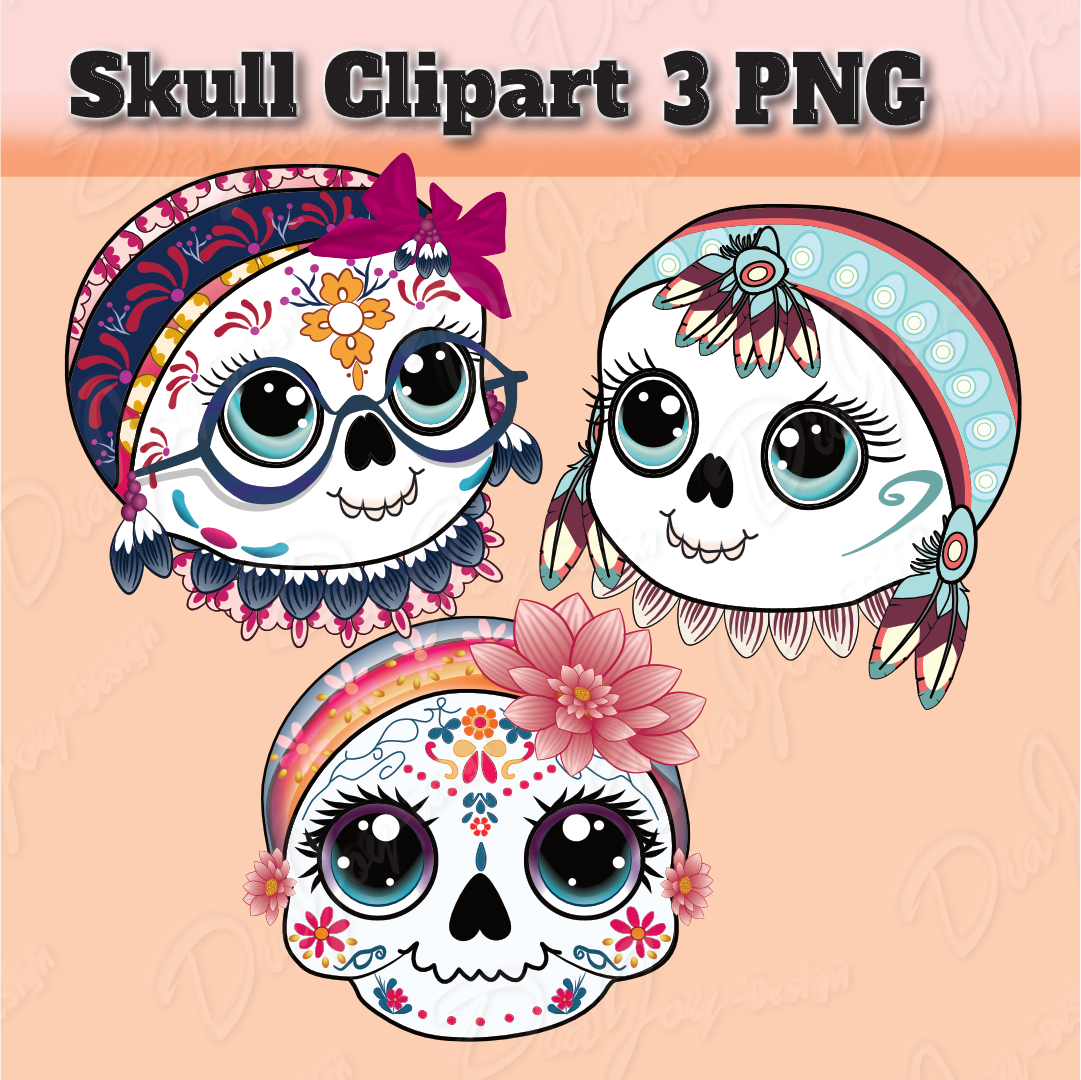 Cute Skull Clipart Set