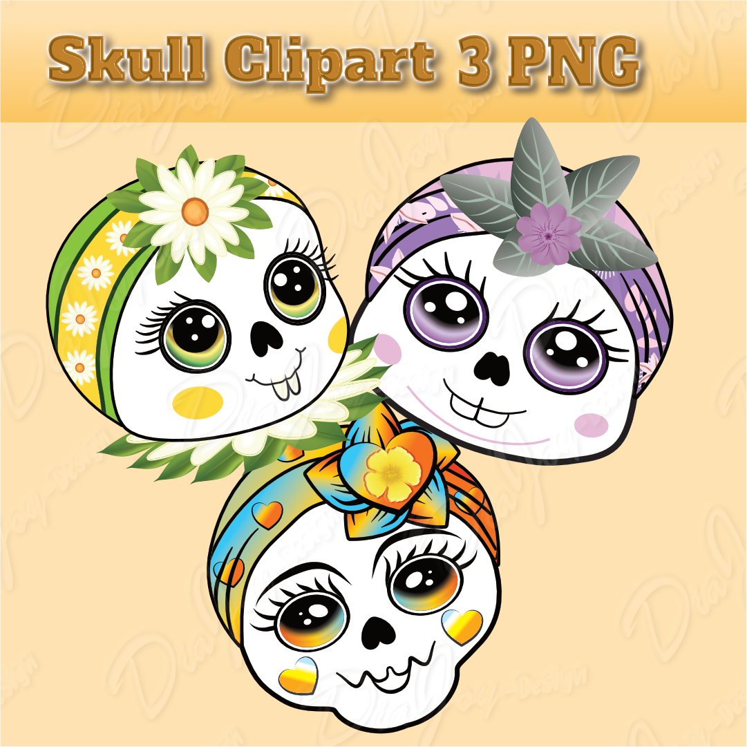 Cute Skull Clipart Set