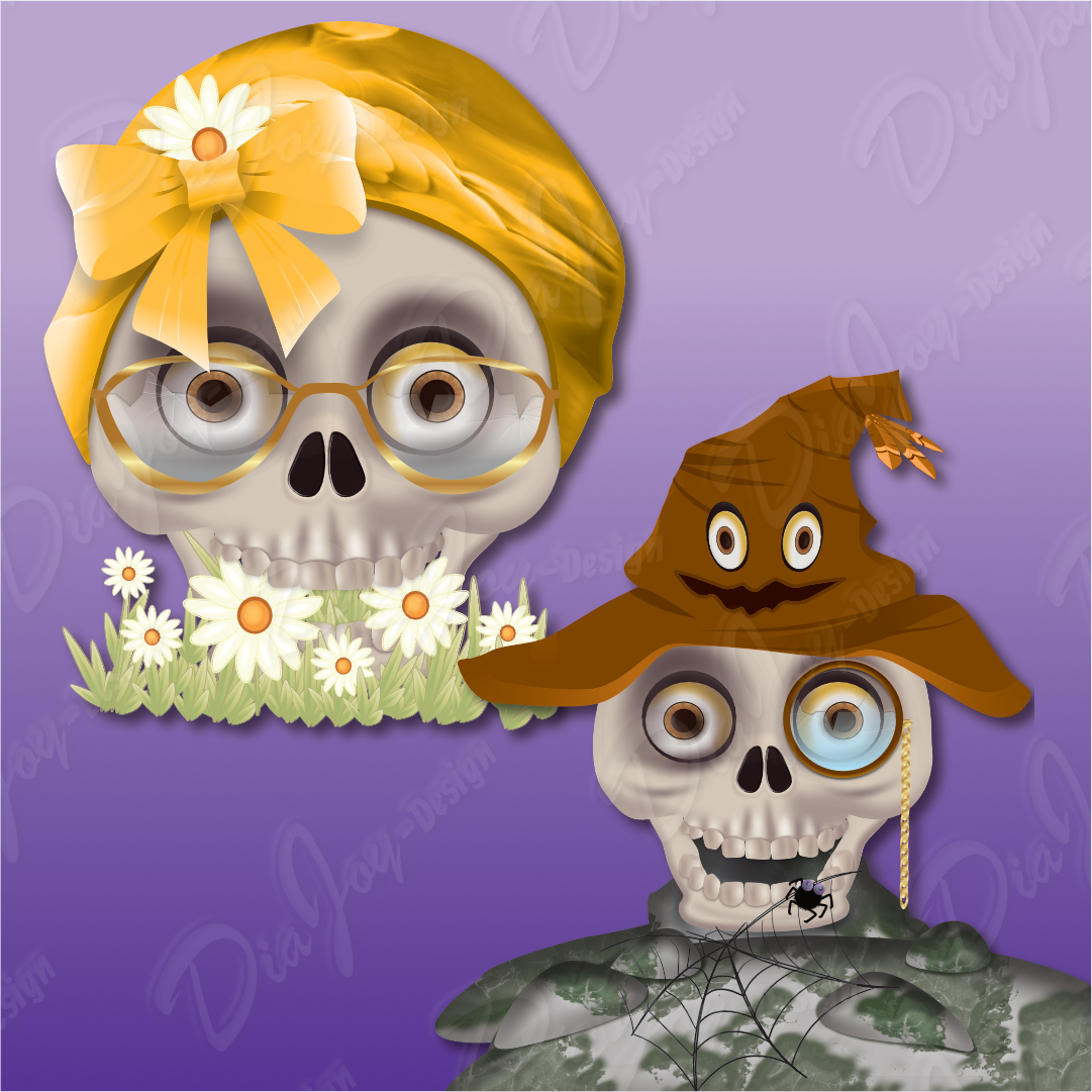 Decorative Funny Skulls PNG Set