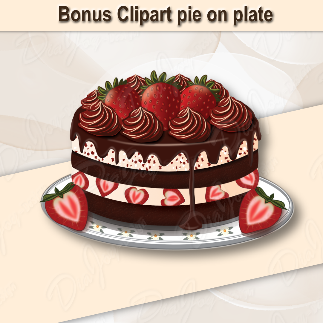 Strawberry Chocolate Cake and Cherry Cupcake Clipart