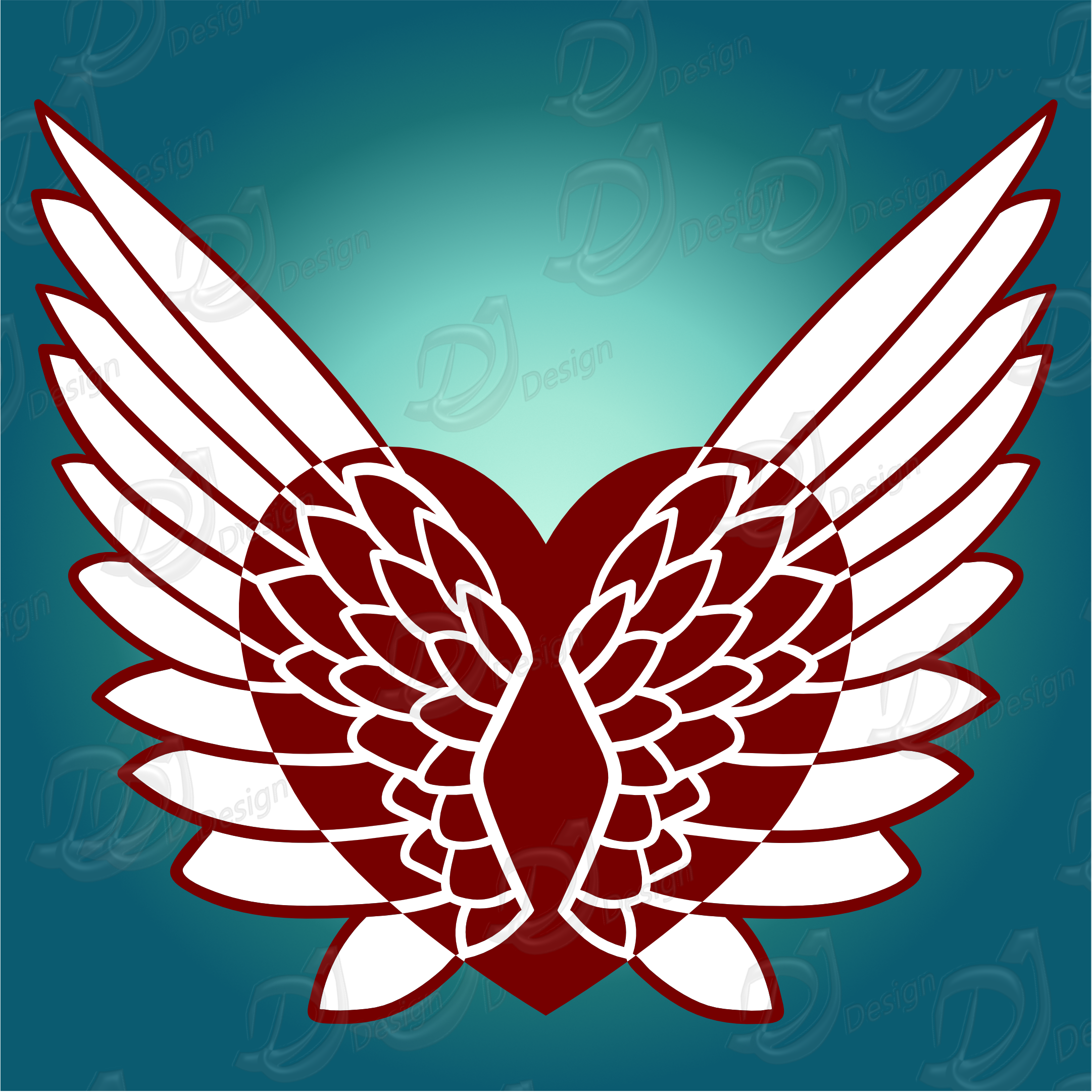 Red Hearts with Wings Designs