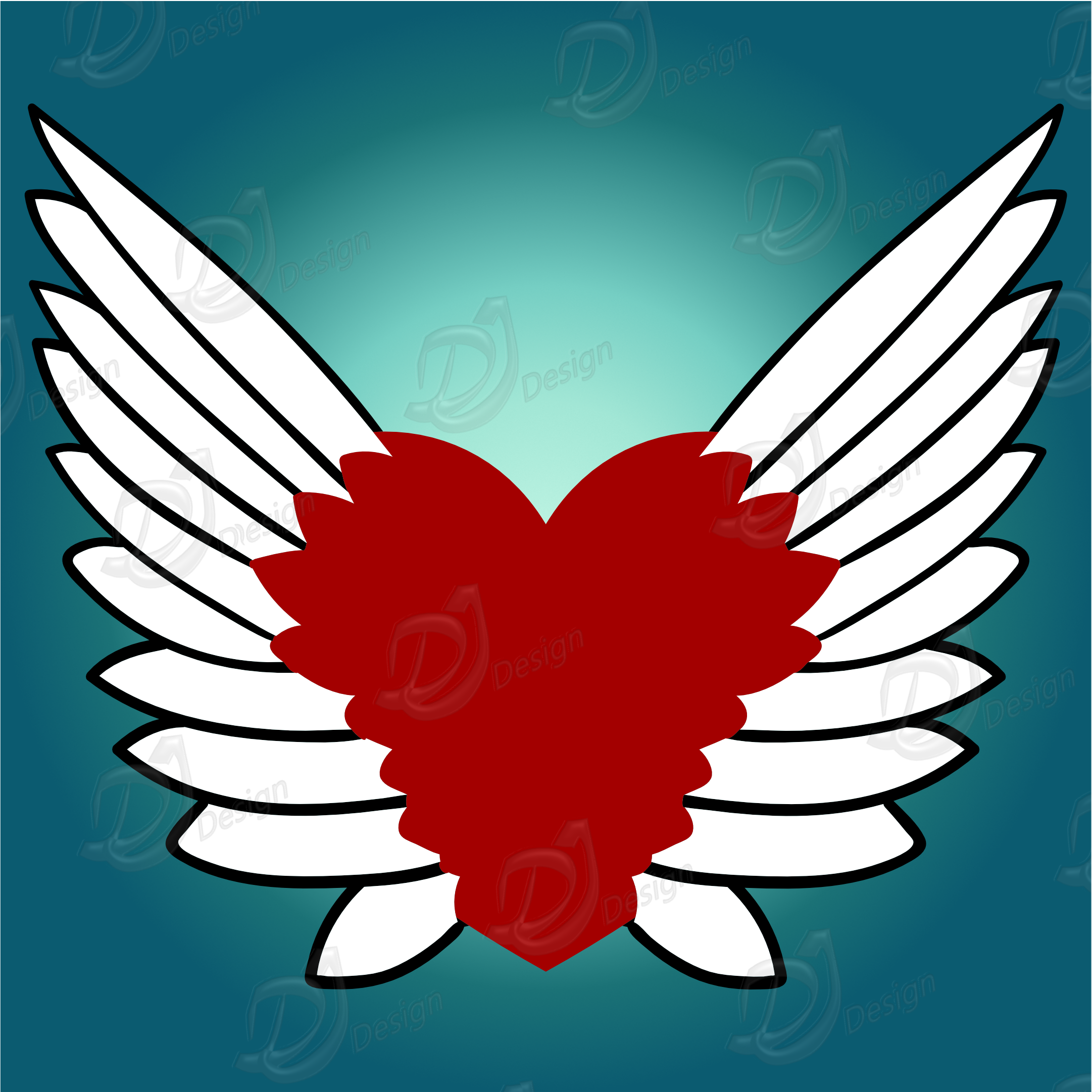 Red Hearts with Wings Designs