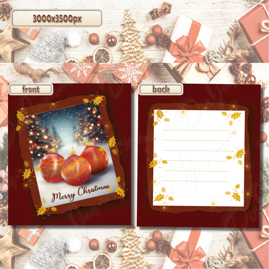 Red Christmas Balls with Card Design