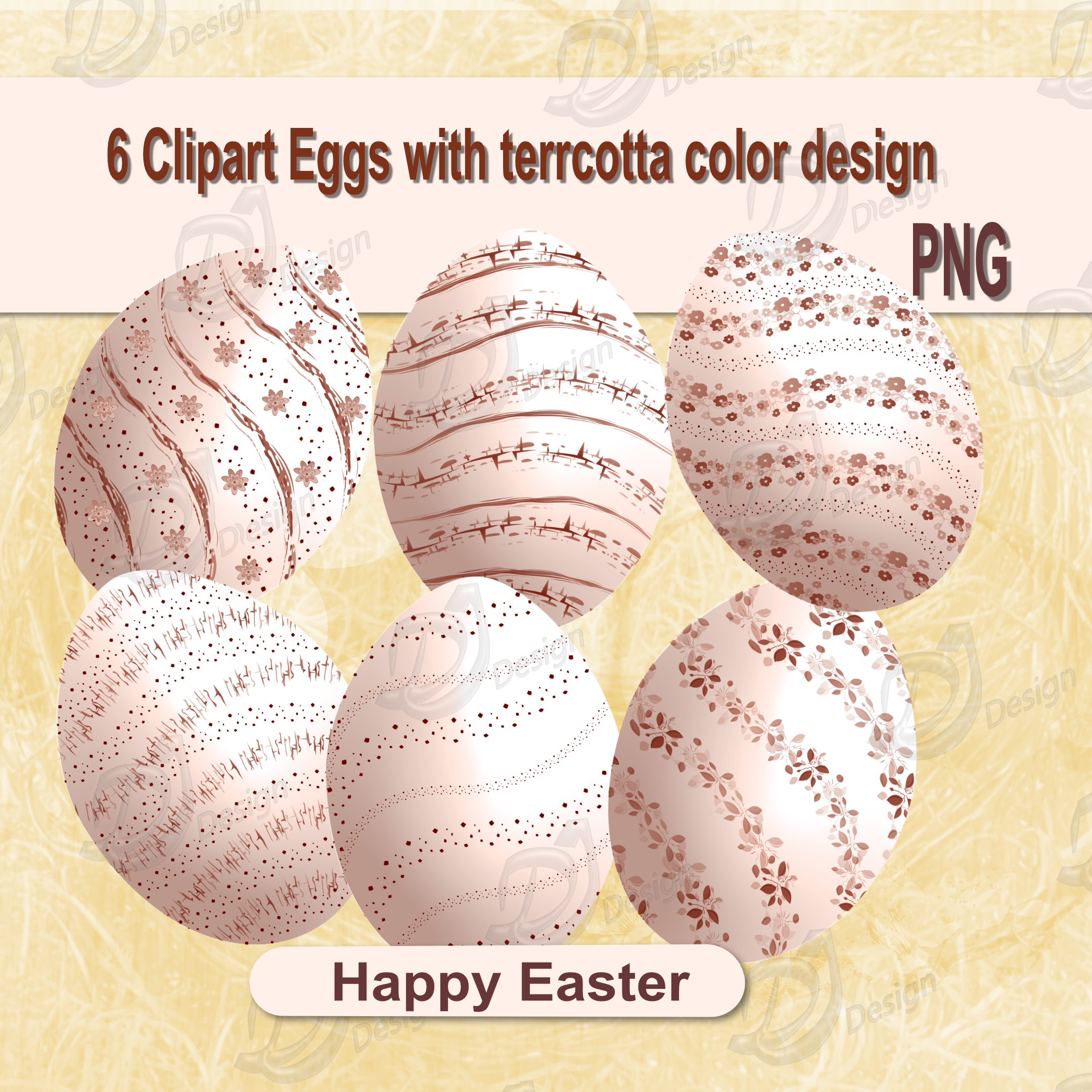 Easter Egg Clipart Set Terracotta
