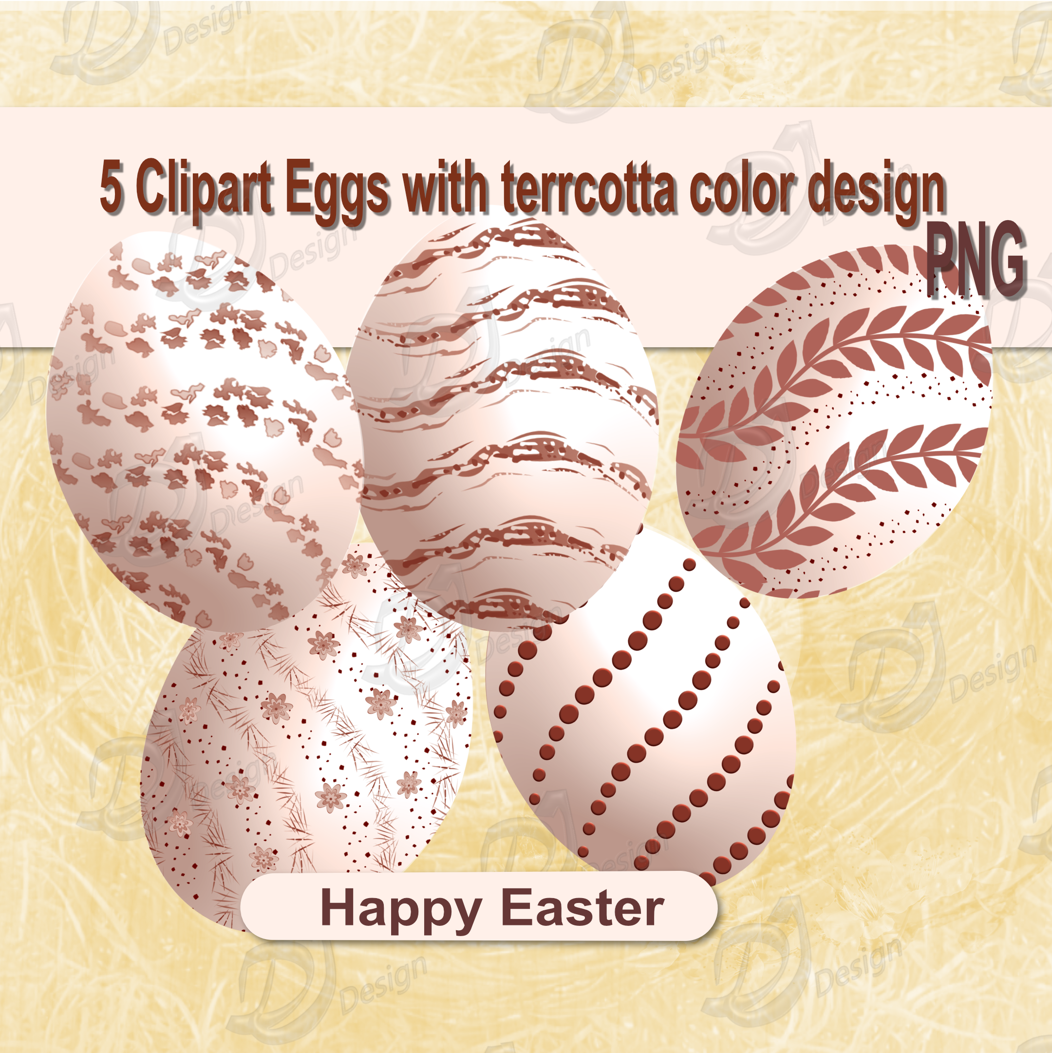 Easter Egg Clipart Set Terracotta 
