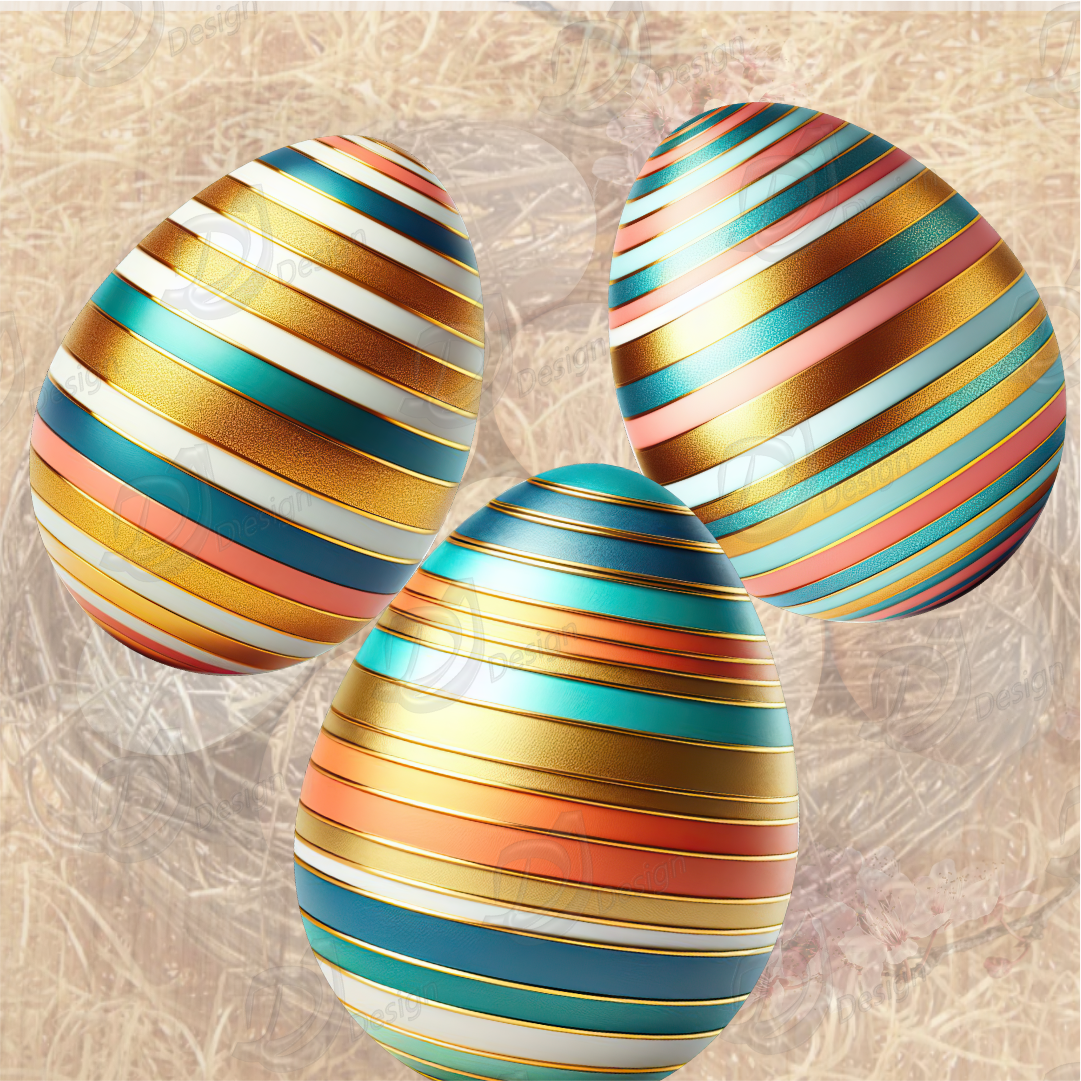 Multicolored Eggs with Gold Stripes