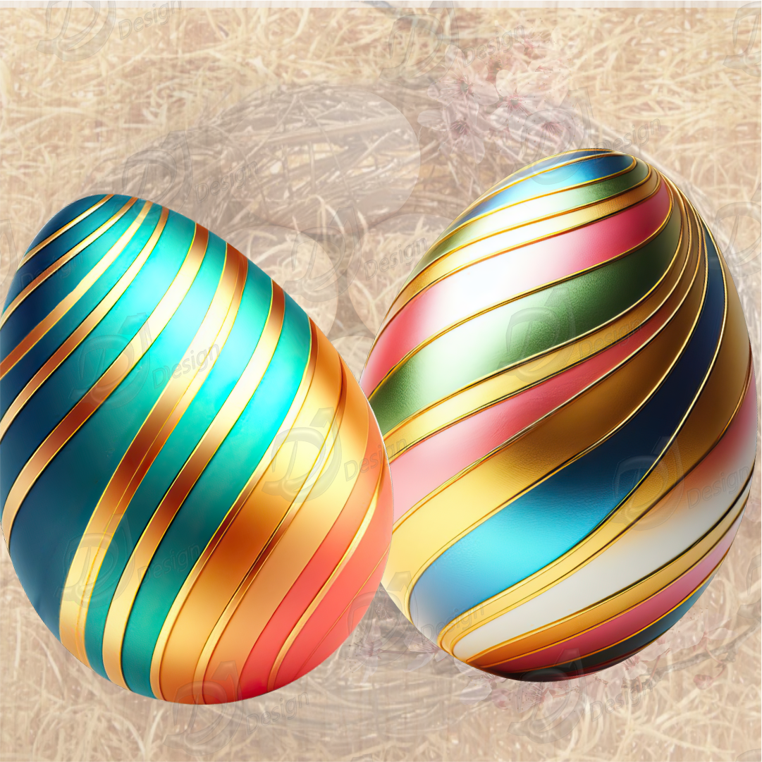 Multicolored Eggs with Gold Stripes
