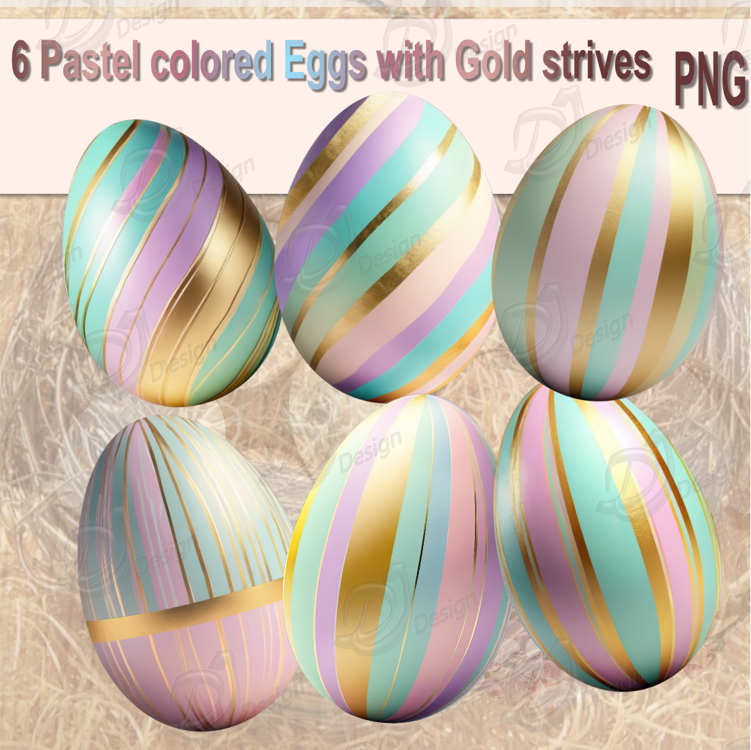Pastel Colored Eggs with Gold Stripes