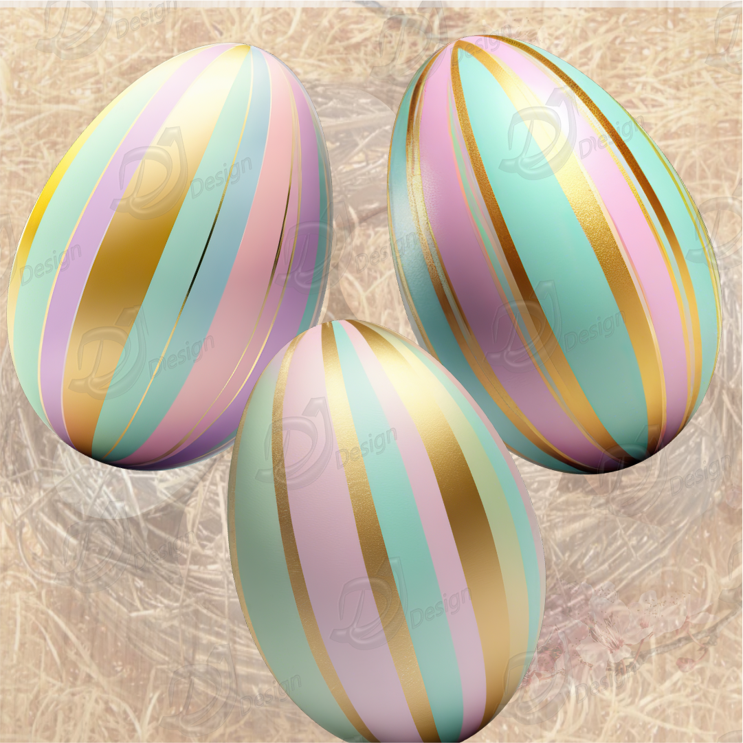 Pastel Colored Eggs with Gold Stripes