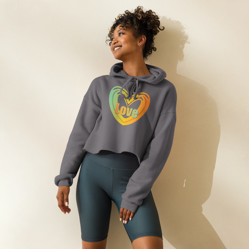 Love Heart Graphic Crop Hoodie