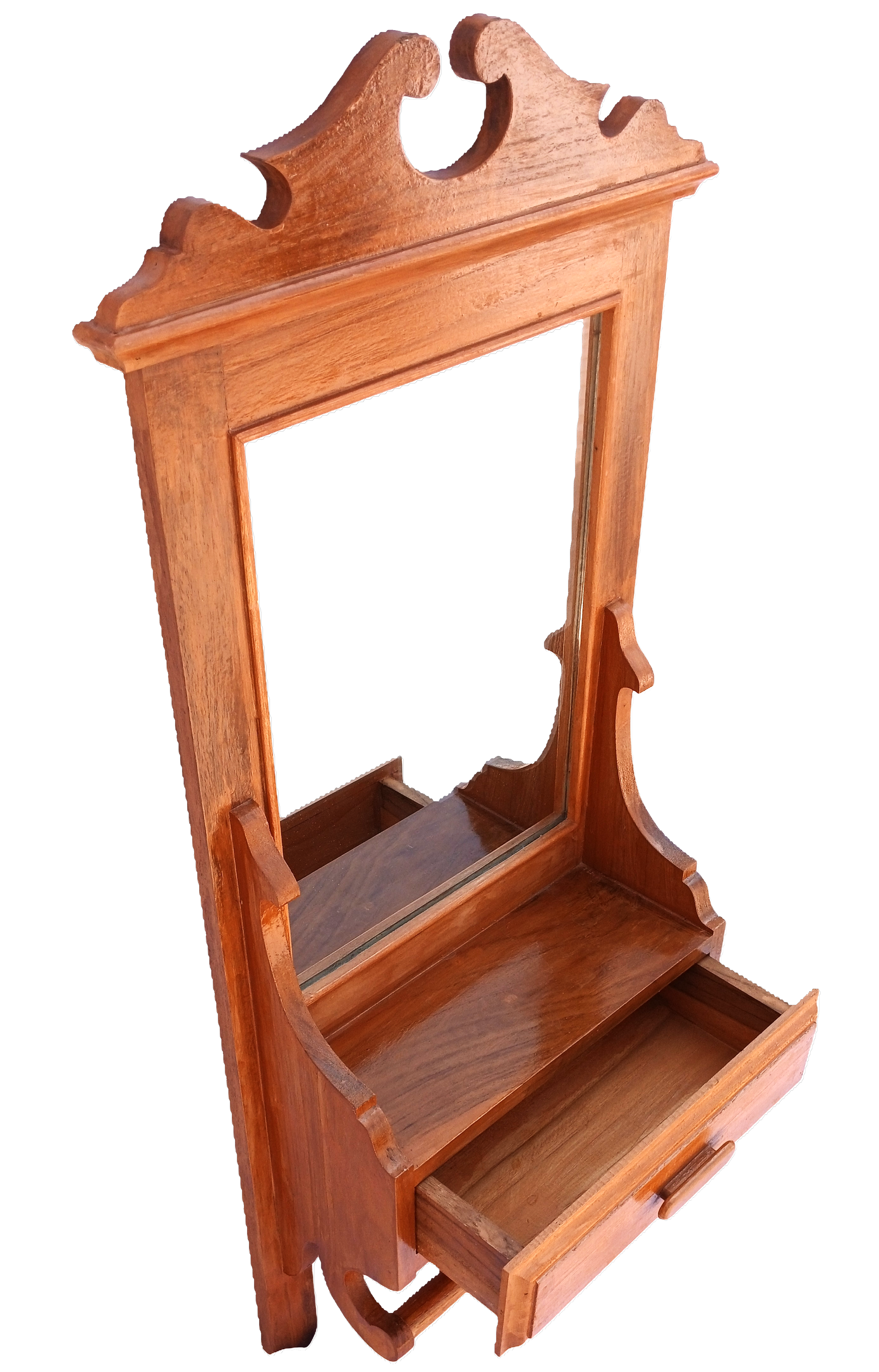 Wooden Wall Mirror with Drawer