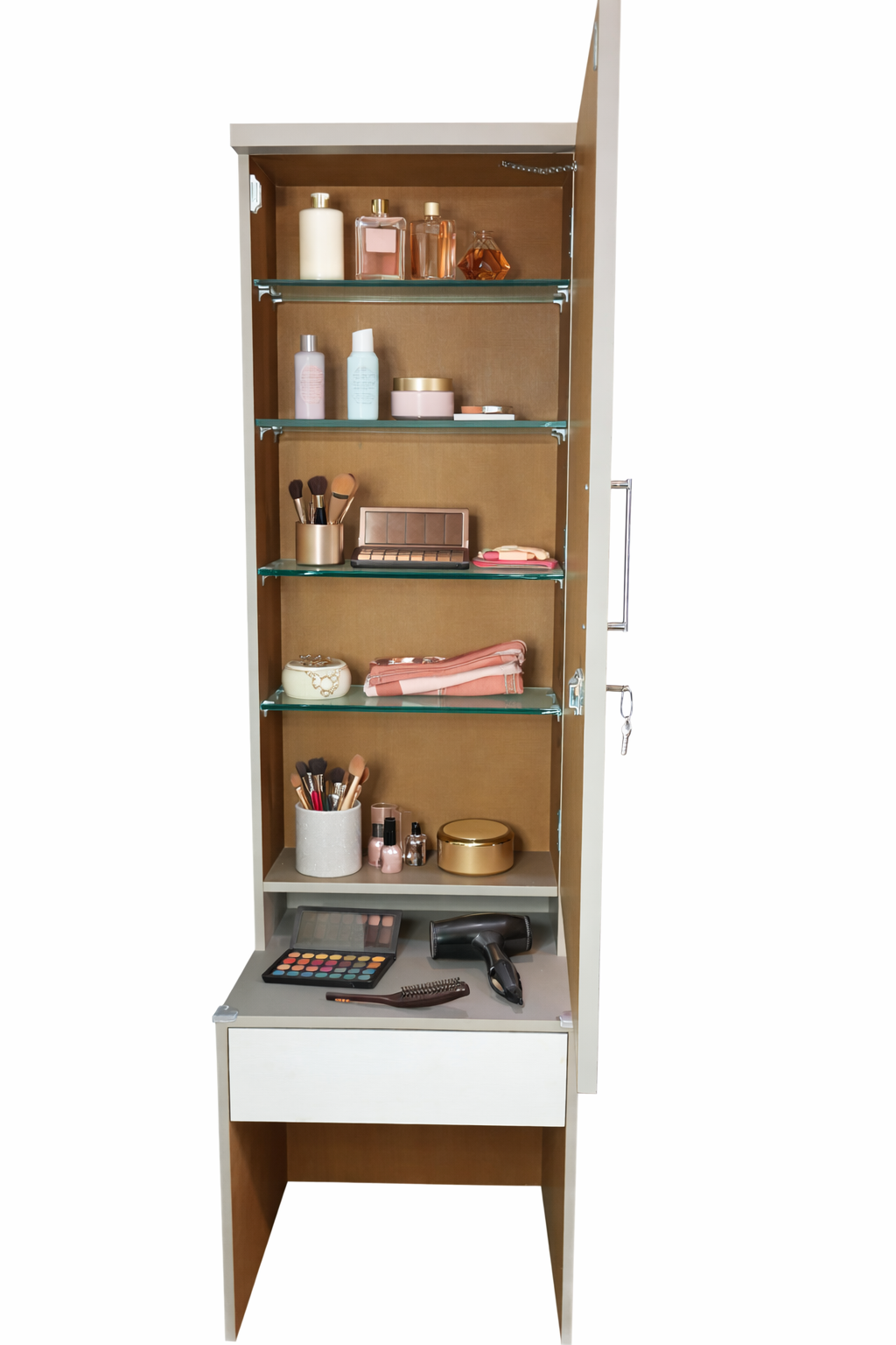 Modern Dressing Table with Mirror & Storage Stool