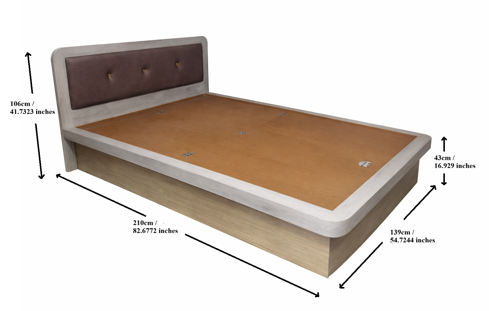 Modern Storage Bed with Upholstered Headboard