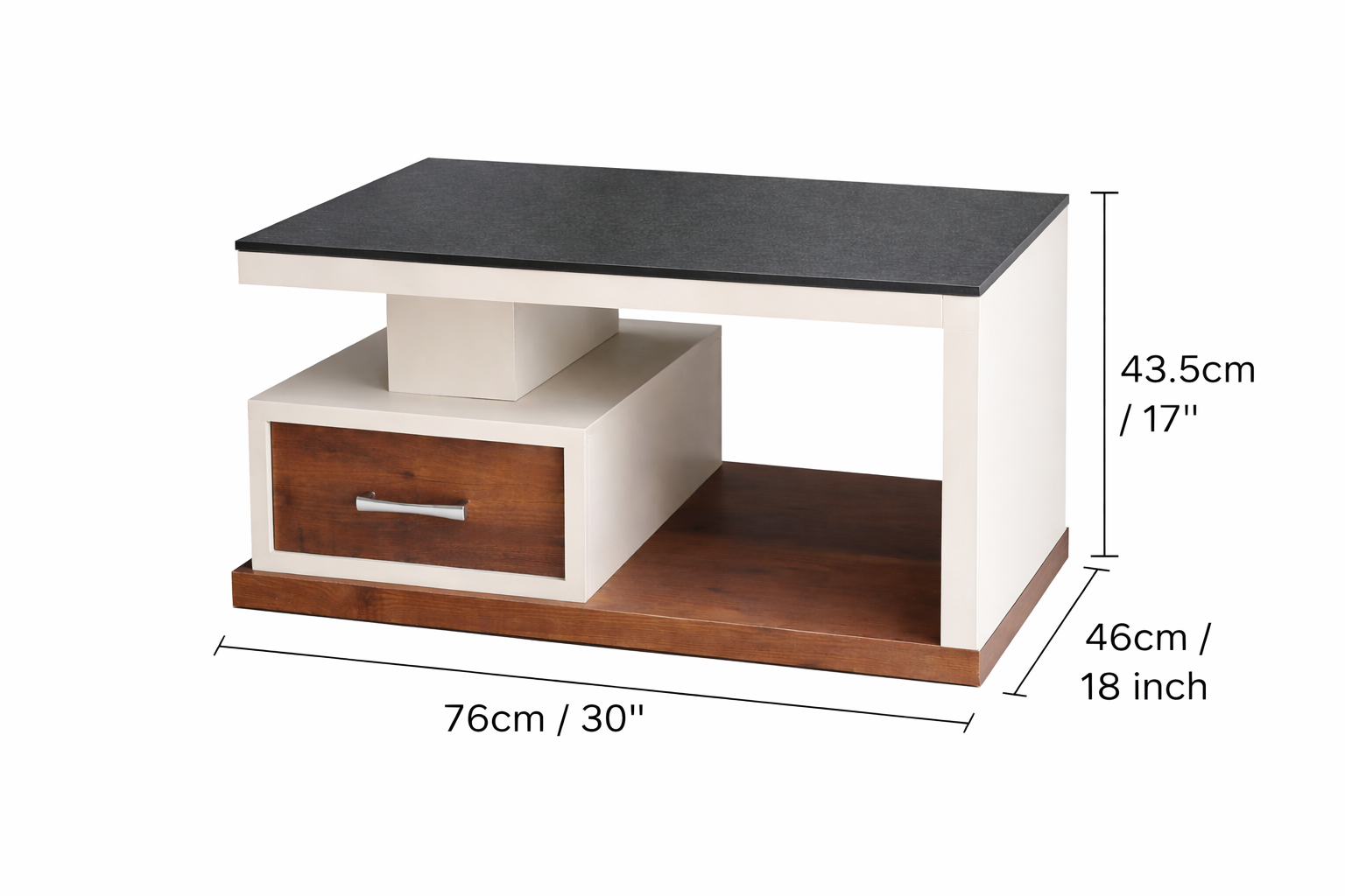 Modern Coffee Table with Glass Top & Storage Drawer