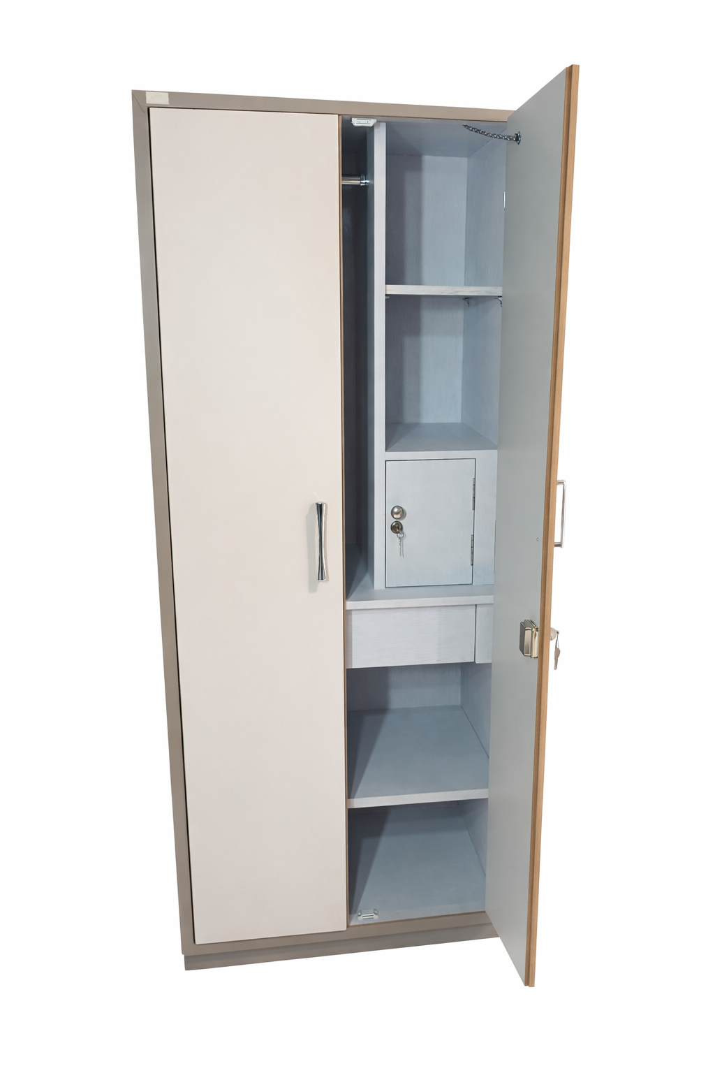 Premium 2-Door Wardrobe with Locker & Drawer