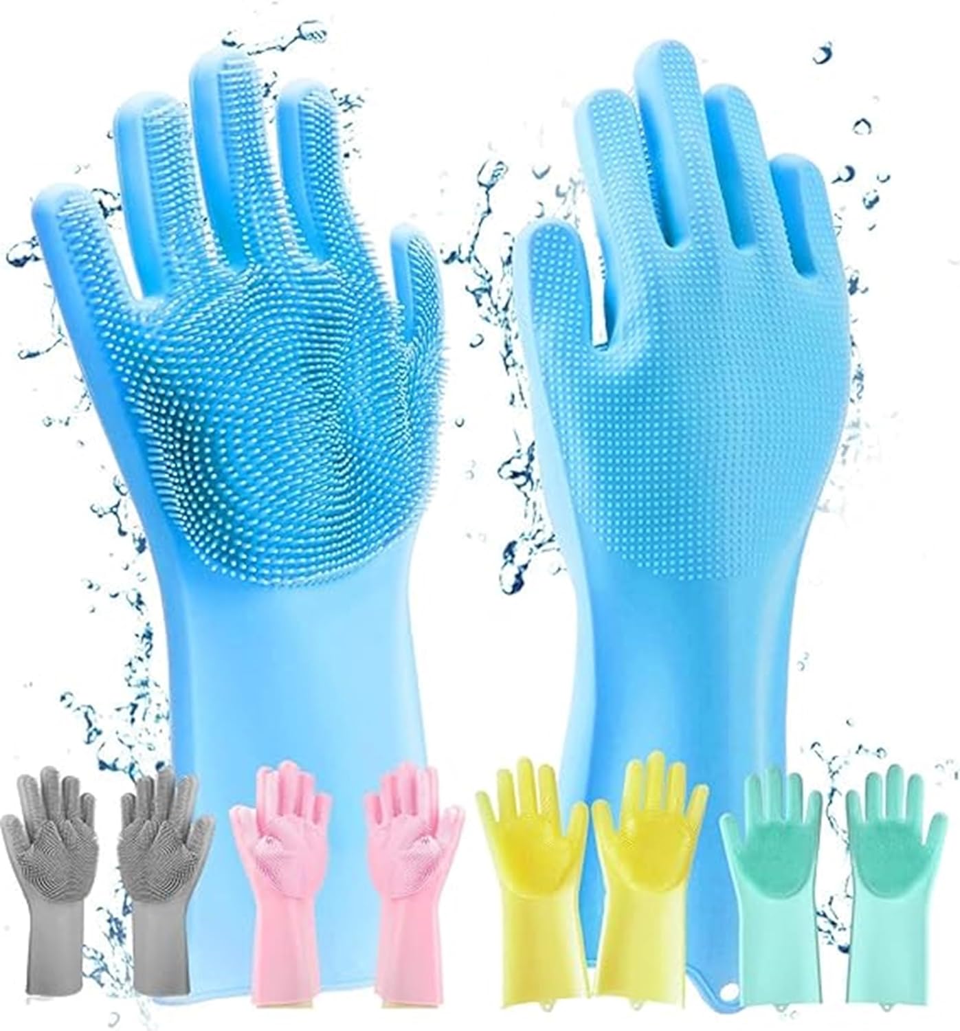 Iconic Silicone Dishwashing Gloves –(1 Pair, Multi-color)