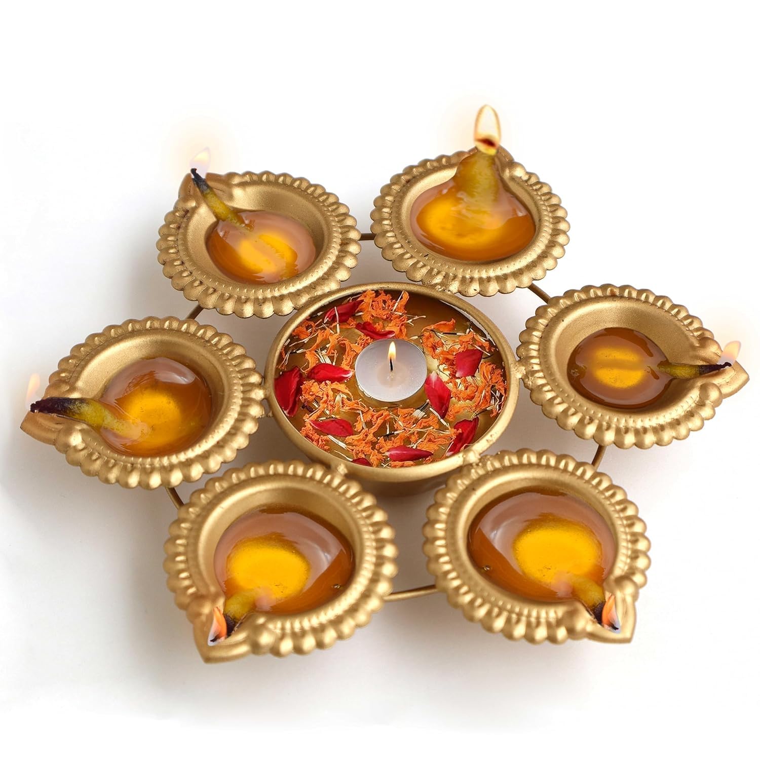 6 Diya Metal Urli Bowl for Festive Decor