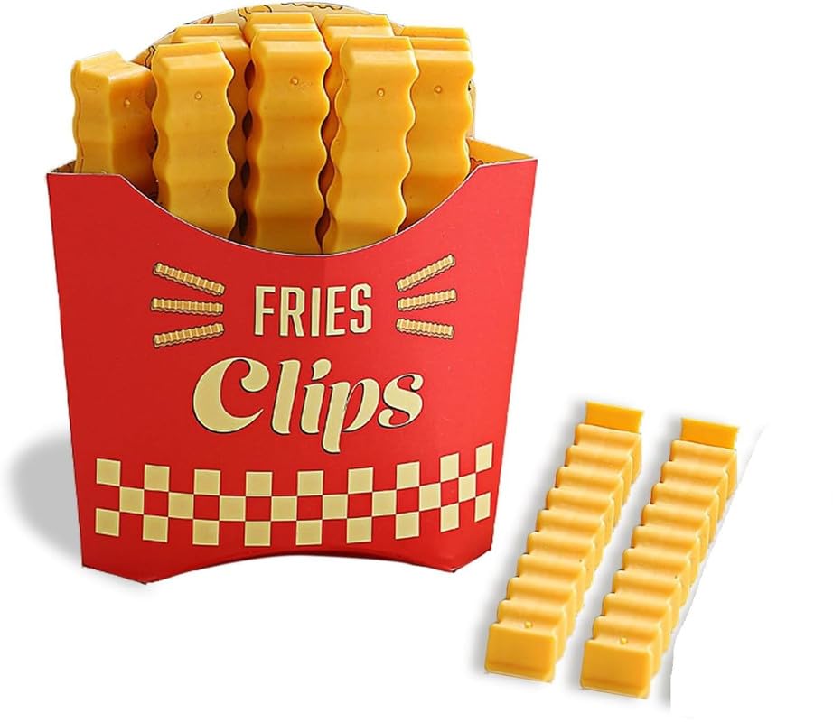 Cute French Fries Shape 12 Pcs Plastic Food Bag Sealing Clips Packet for Moistur