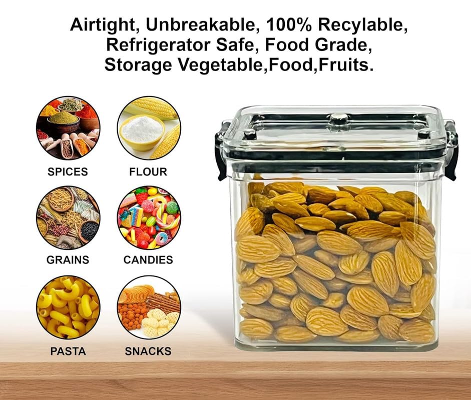 SKYWINGS Food Safe Modular Plastic Lock & Lock Airtight Containers  - Set Of 2
