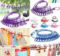 Adjustable Clothes Rope with 12pcs Clothespins
