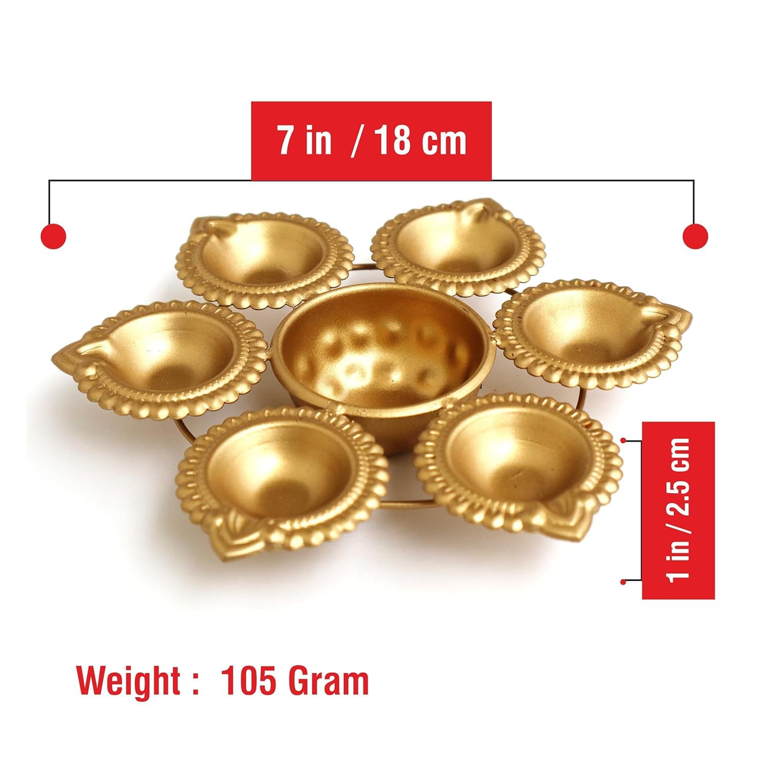 6 Diya Metal Urli Bowl for Festive Decor