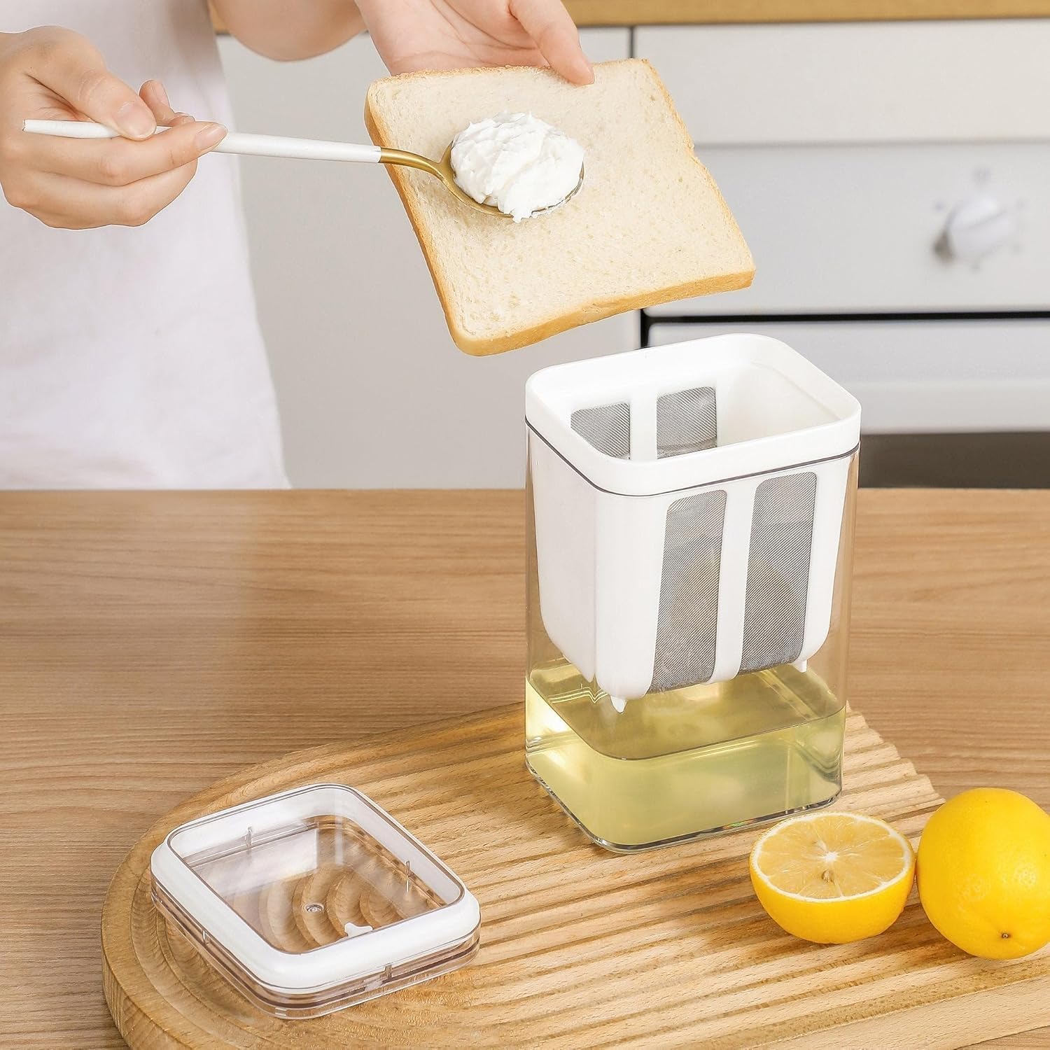 Yogurt Strainer, 1100ml Multi Yoghurt Maker Strainer with Fine Mesh Bag & Lid