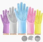 Iconic Silicone Dishwashing Gloves –(1 Pair, Multi-color)