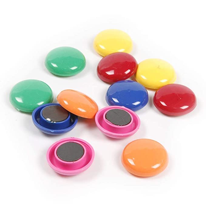 Set of 10 Magnet Buttons for Fridge, Magnetic White-Boards, Office Boards, Presentation Supplies, Notice Board
