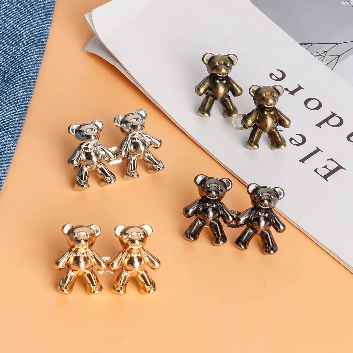 Bear-Shaped Jean Buttons