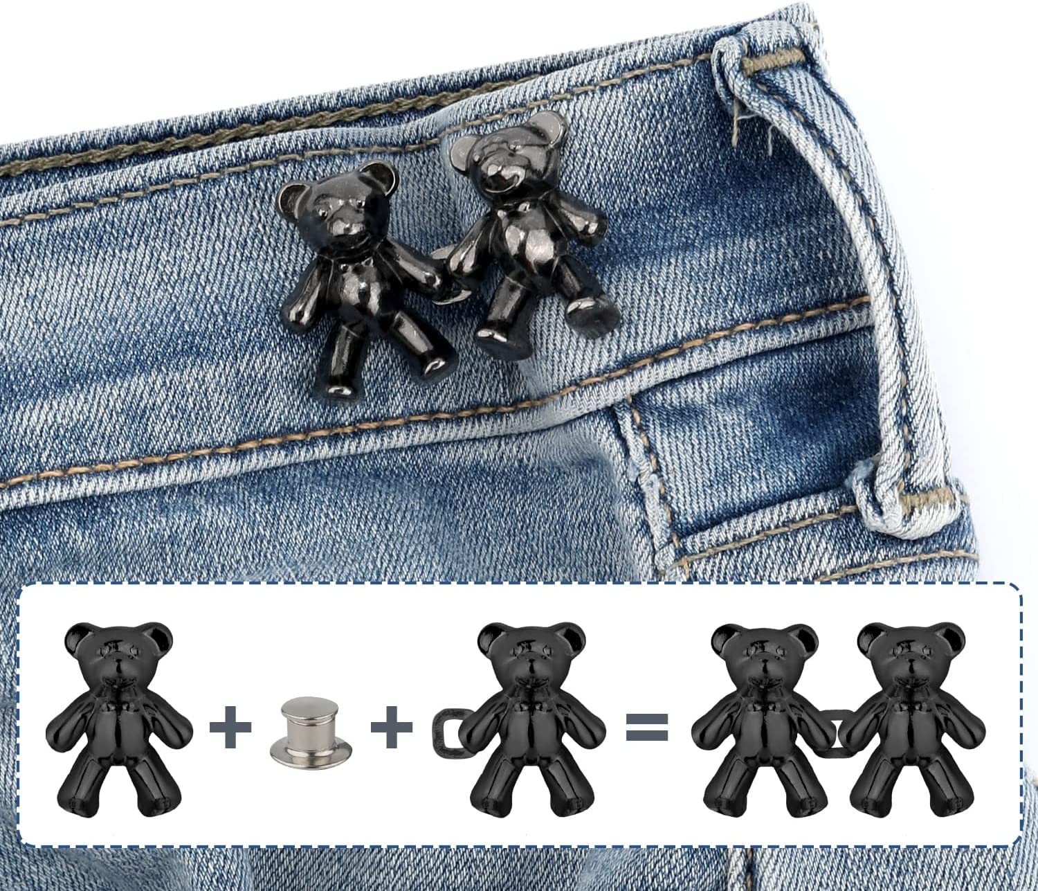 Bear-Shaped Jean Buttons