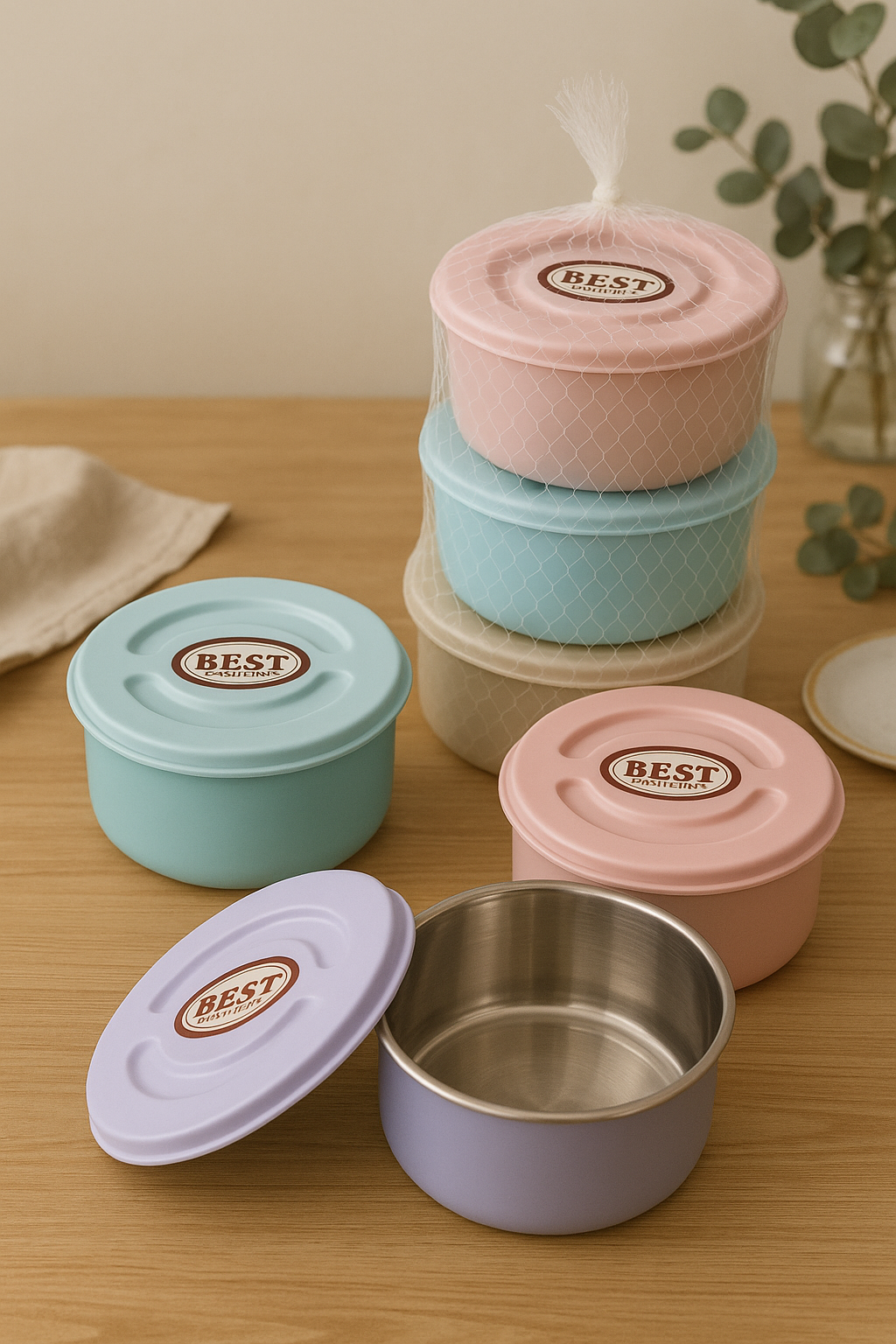 Airtight steel containers set of 3 Multicolor