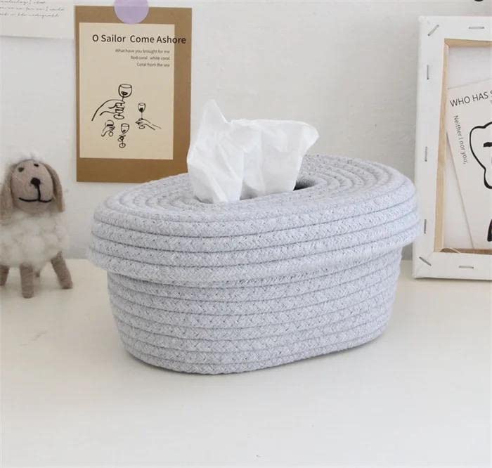 Cotton RopeTissue Holder Organiser Box (Multicolor)