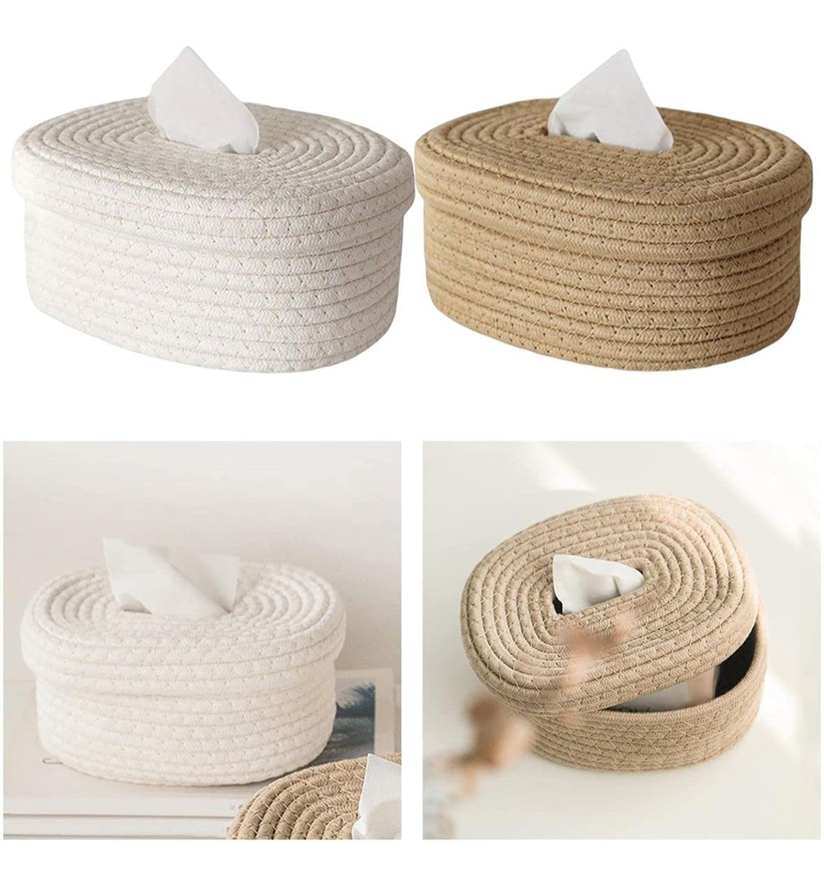 Cotton RopeTissue Holder Organiser Box (Multicolor)